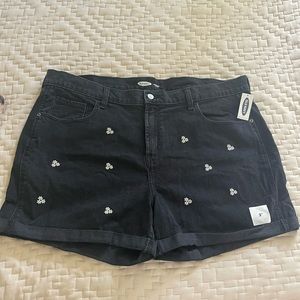 Old Navy Plus Size Embroidered Flowers Black Jean Shorts
